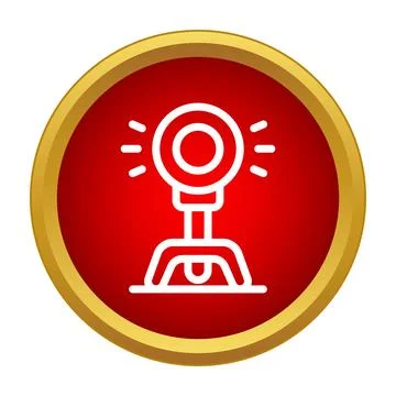 White outline webcam icon on red button Illustrazione stock