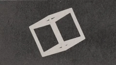 White outlined cube on dark ink, silkscreen print seamless loop Stock Footage 346768832