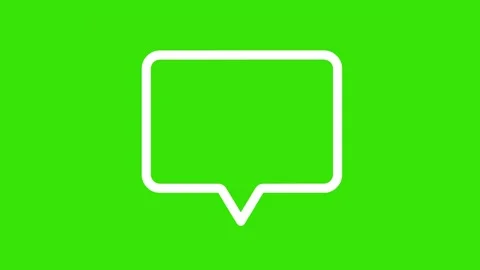 White outlined speech bubble, chat balloon icon. Green screen animation.4K Stock Footage 233344938