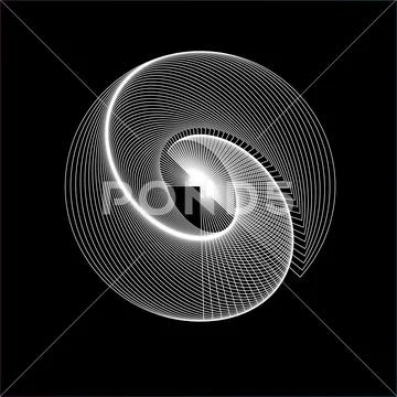 White oval, dynamic shape on black background Illustration #128500992