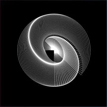 White oval, dynamic shape on black background Stock Illustration