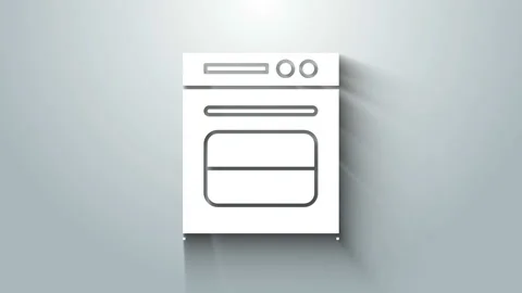 White Oven icon isolated on grey background. Stove gas oven sign. 4K Video Stock Footage 145670309
