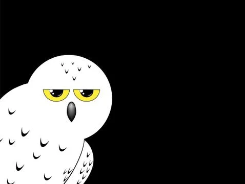 White owl isolated on a black background Stock Illustration
