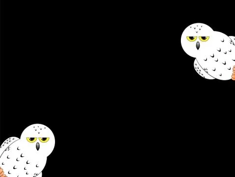White owl isolated on a black background Stock Illustration