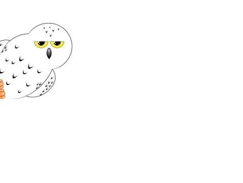 White owl isolated on a white background Stock Illustration