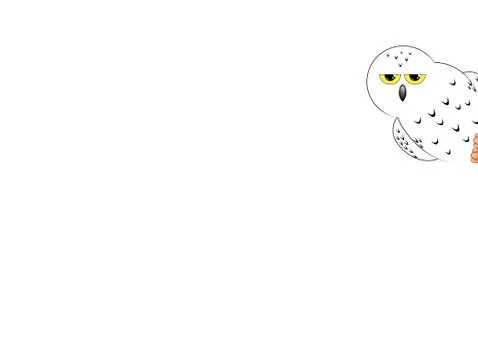 White owl isolated on a white background Stock Illustration