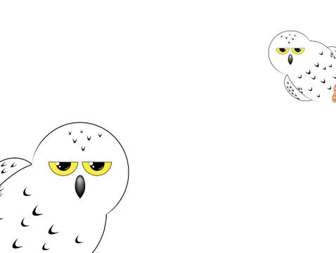 White owl isolated on a white background Stock Illustration