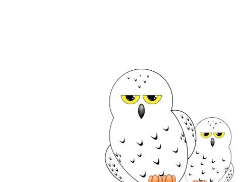 White owl isolated on a white background Stock Illustration
