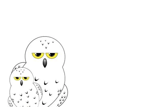 White owl isolated on a white background Stock Illustration