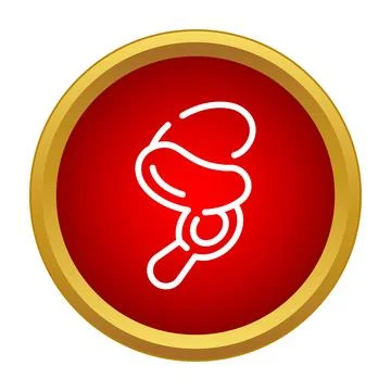 White pacifier icon in red circle Stock Illustration