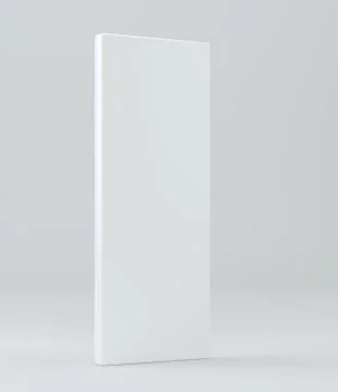 White package blank box from top front side angle. 3D illustration on studio Illustrazione stock