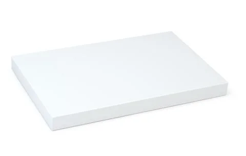 White package blank box from top front side angle. 3D illustration. Isolated on Stock Illustration