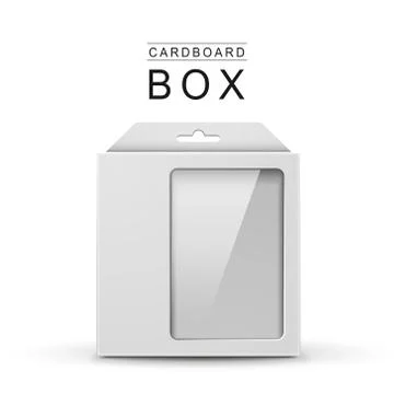 White package box with a transparent plastic window Illustrazione stock