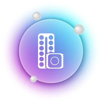 White Packaging of birth control pills and condom in package safe sex icon .. Stock-Illustration