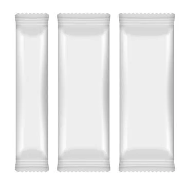 White Packaging For Snacks, Chips, Sugar, Spices, Or Other Food 库存插图
