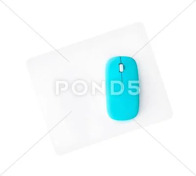 White pad with blue mouse Stock Photos