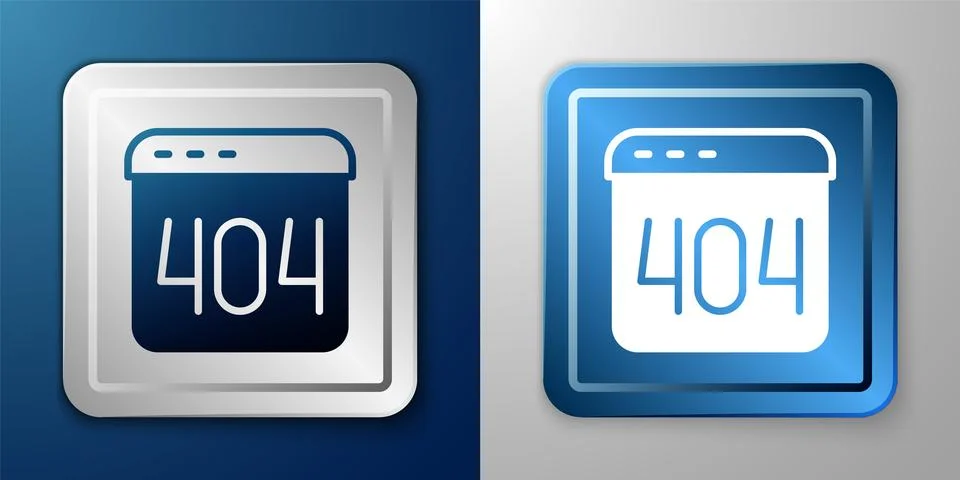 White Page with a 404 error icon isolated on blue and grey background. Template Illustrazione stock