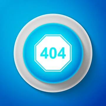 White Page with a 404 error icon isolated on blue background. Template reports Stock-Illustration