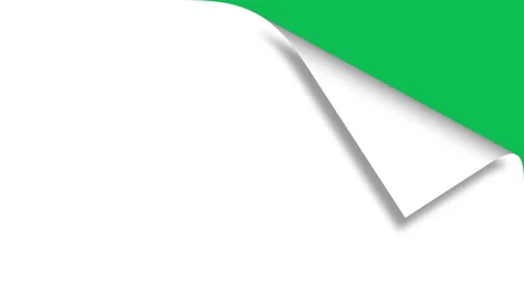 White page corner peel animation with paper peel motion revealing green screen. Stock Footage 335598795