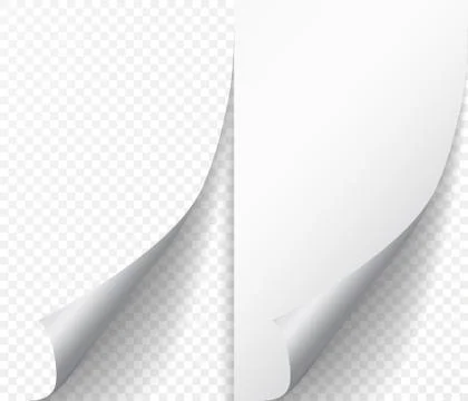 White page curl corner on blank sheet of paper. Turn paper sticker with flip  Stock Illustration