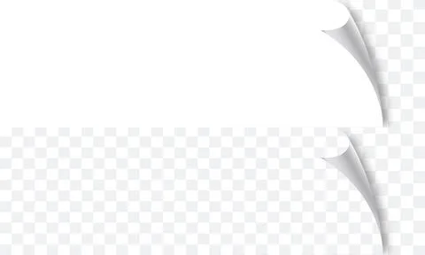 White page with curled corner, empty paper template for book, magazine. Vecto Stock Illustration