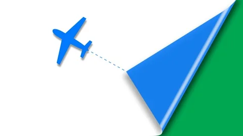 White page template animation with dynamic airplane icon flying diagonally. Stock Footage 316715653