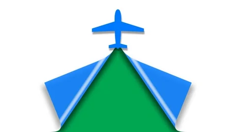 White page template animation with dynamic airplane icon flying upward. Video stock 316789643