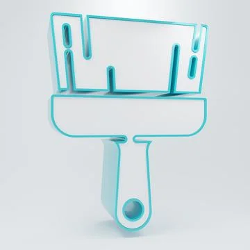 White Paint brush icon isolated on grey background. Minimalism concept. 3D .. Stock Illustration