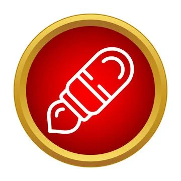 White paint brush icon on red button Illustrazione stock