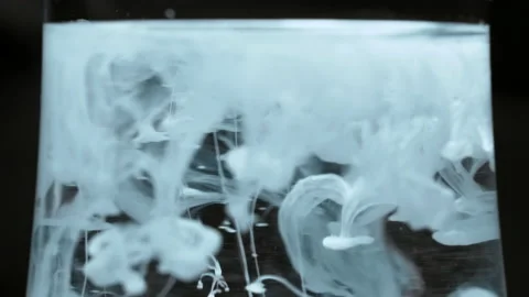 White paint ink drops, drips flow in water fluid. Ivory dye splatter splash. Stock Footage 170015229