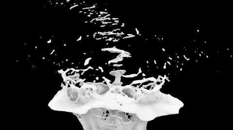White paint splash in extreme slow motion, alpha channel included (FULL HD) Video stock 36865684