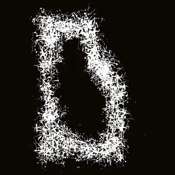 White paint splashes and drops letter.Art font on black background. Stock Illustration