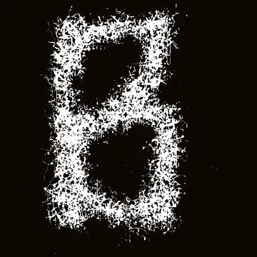 White paint splashes and drops letter.Art font on black background. Stock Illustration
