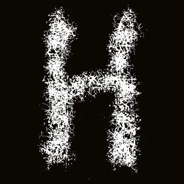 White paint splashes and drops letter.Art font on black background. Stock Illustration