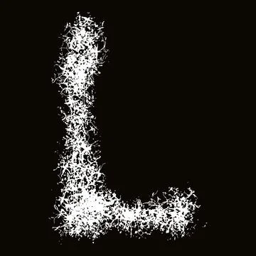 White paint splashes and drops letter.Art font on black background. Stock Illustration