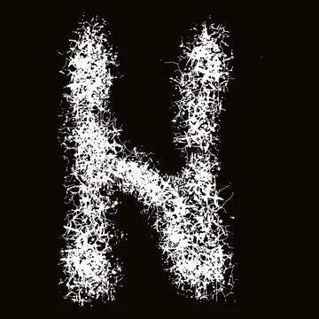 White paint splashes and drops letter.Art font on black background. Stock Illustration