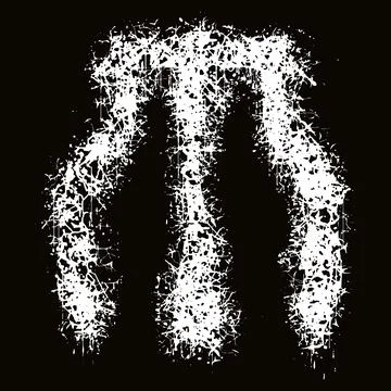 White paint splashes and drops letter.Art font on black background. Stock-Illustration