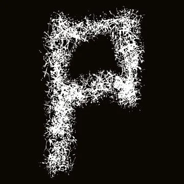 White paint splashes and drops letter.Art font on black background. Stock Illustration