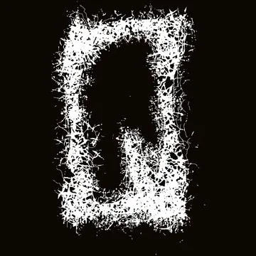 White paint splashes and drops letter.Art font on black background. Stock Illustration