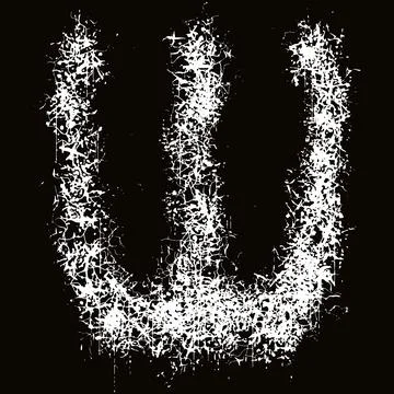 White paint splashes and drops letter.Art font on black background. Illustrazione stock