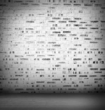 White painted brick wall is being shown in flat design interior studio, with Stock Illustration