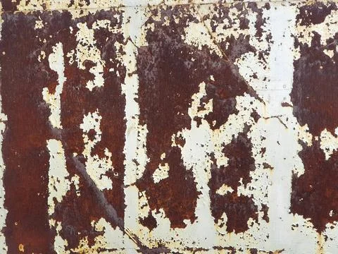 White painted metal texture with rust. Rusty metal background. Foto stock