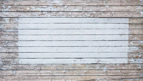 White painted rectangle on boards Foto stock