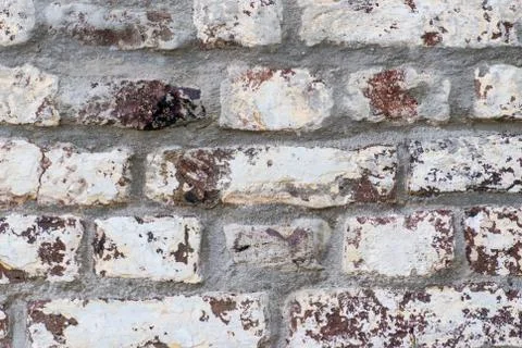 White painted red brick wall background tight shot Stock Photos