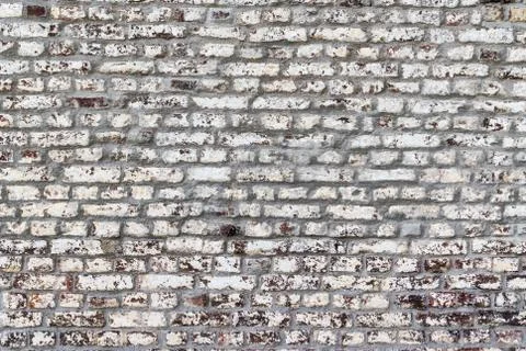 White painted red brick wall background wide shot Stock Photos