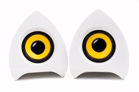 White pair of speakers Stock Photos