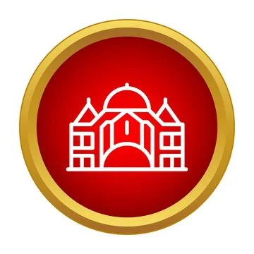 White palace building icon in a red circle Ilustración de archivo