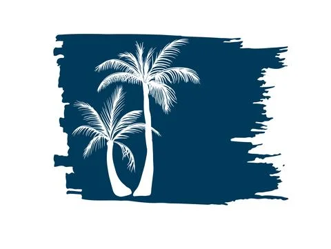 White palm on blue paint. Vector illustration 스톡 일러스트