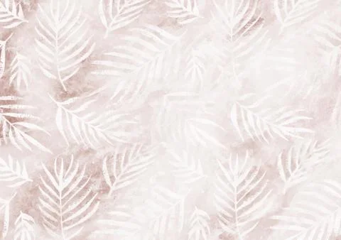 White palm leaves pattern empty copper paper background Stock Illustration