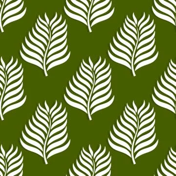White palm leaves seamless pattern. Vector illustration. Stock Illustration